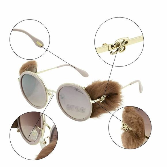 New Blumarine Gold-Pink Women Sunglasses, Round Mirrored Lens, 40th Anniversary